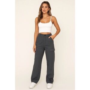 White Fox Boutique Know Your Worth Cargo Pants Charcoal Women’s XS Street Wear